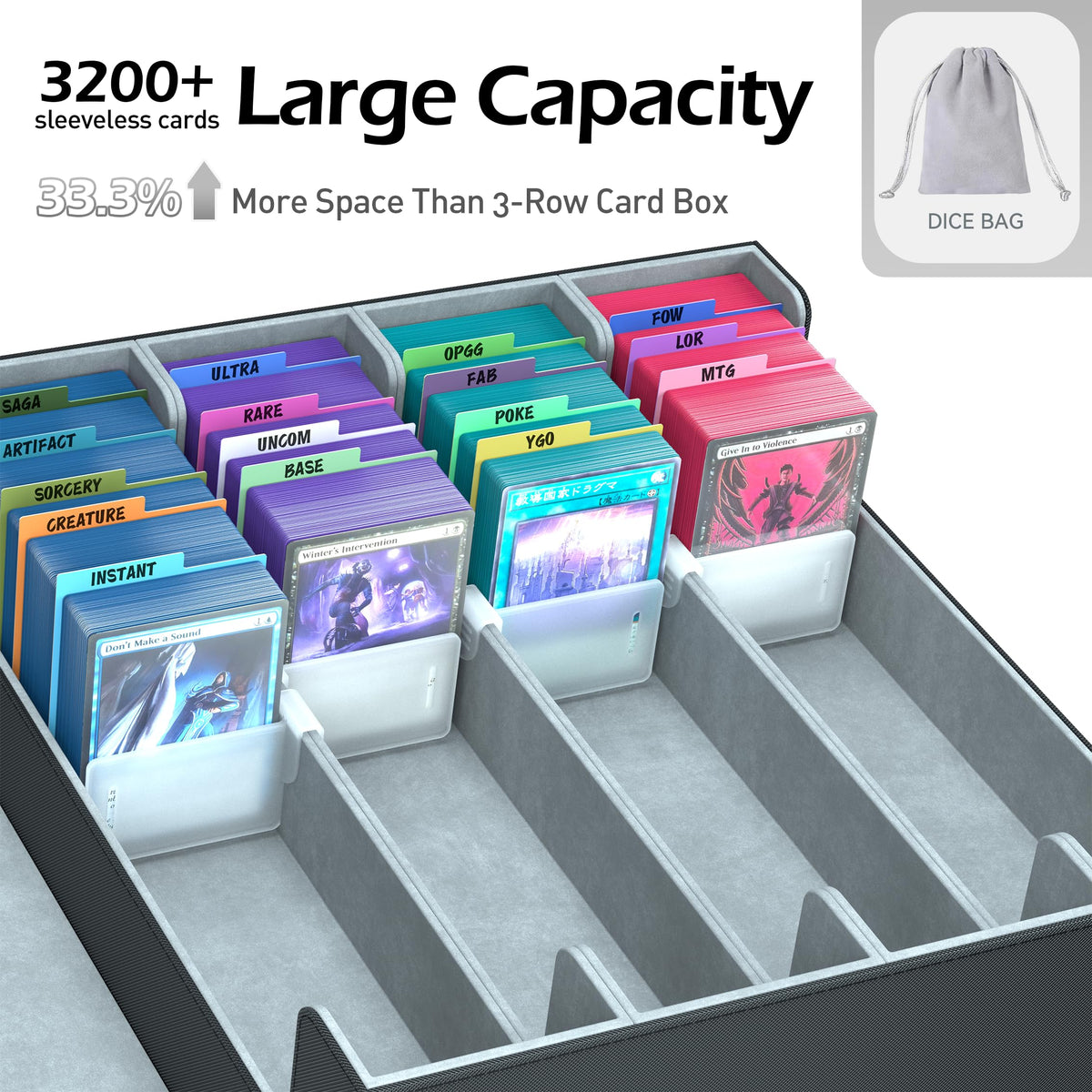 ENTUMO 4-Row box lid with magnetic closure for secure card storage.