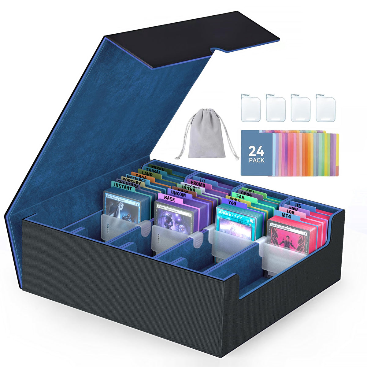 Entumo 4-Row Trading Card Storage Box with sturdy construction for safe card storage