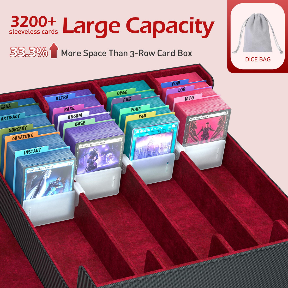 ENTUMO 4-Row box open lid divider view shows 24 dividers for organization.