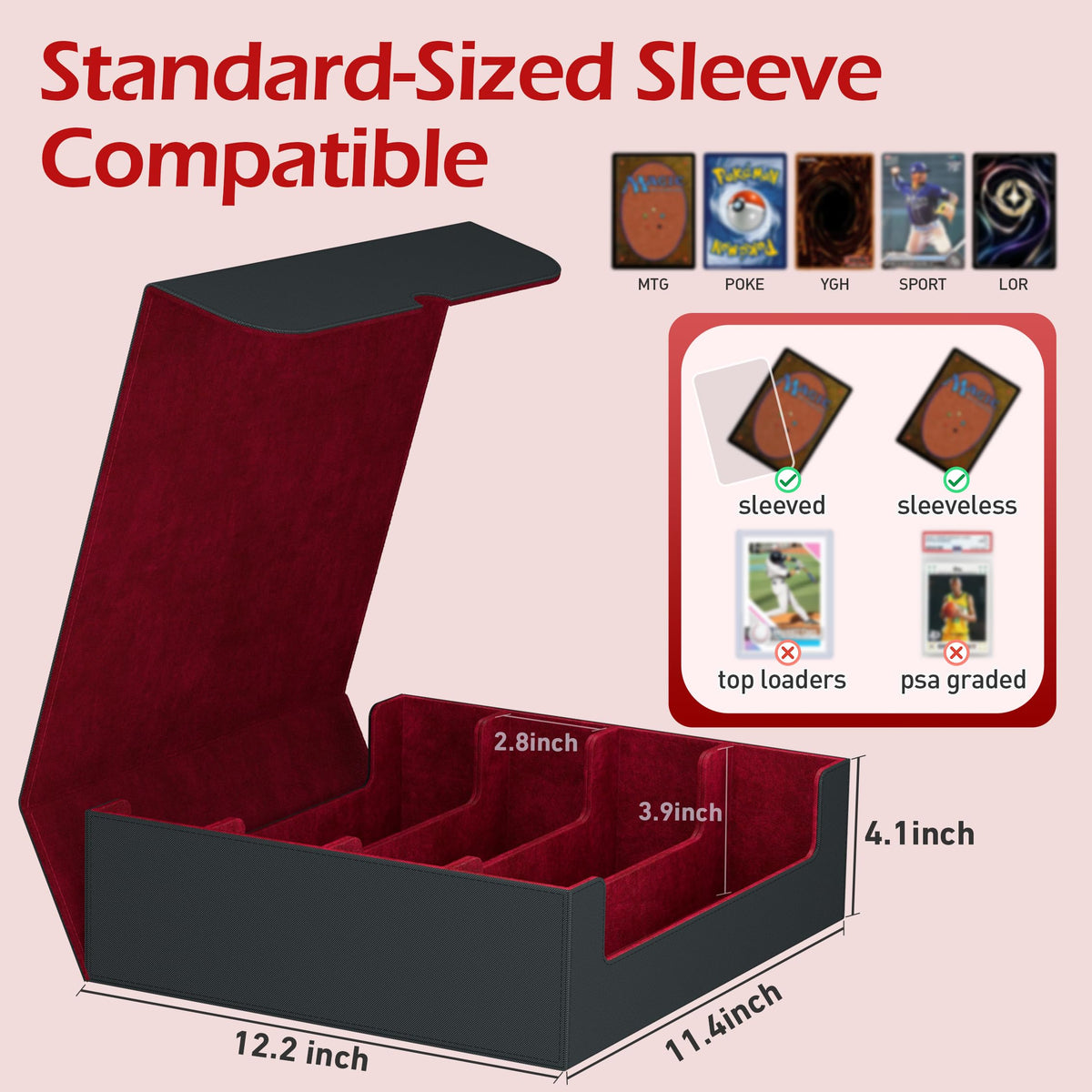 ENTUMO 4-Row sleeve compatibility shows sleeved cards fit snugly.