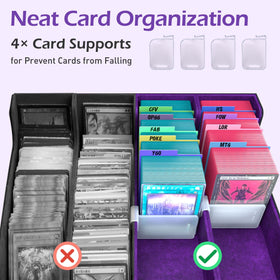 ENTUMO adjustable card supports prevent toppling and improve organization.