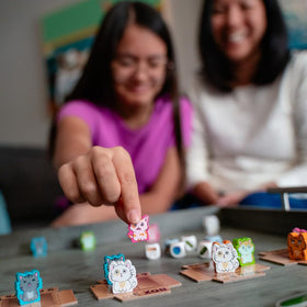 Envy Born Games wooden tokens add tactile fun to the cat-themed strategy.