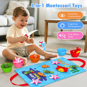 Envyvip felt fish buckets ready for color sorting and counting play.