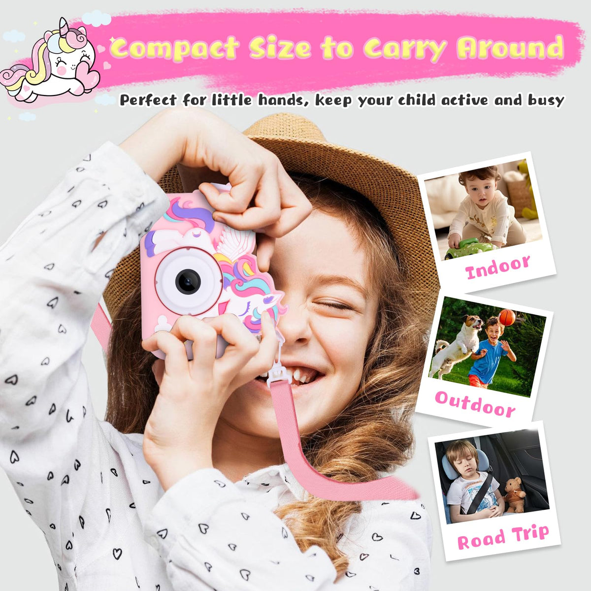 Envyvip Unicorn Camera screen closeup highlights kid friendly interface