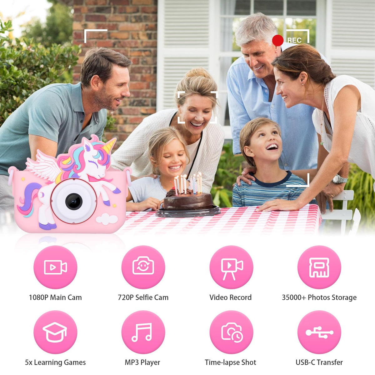 Envyvip Unicorn Camera side handheld pink shows ergonomic grip for small hands