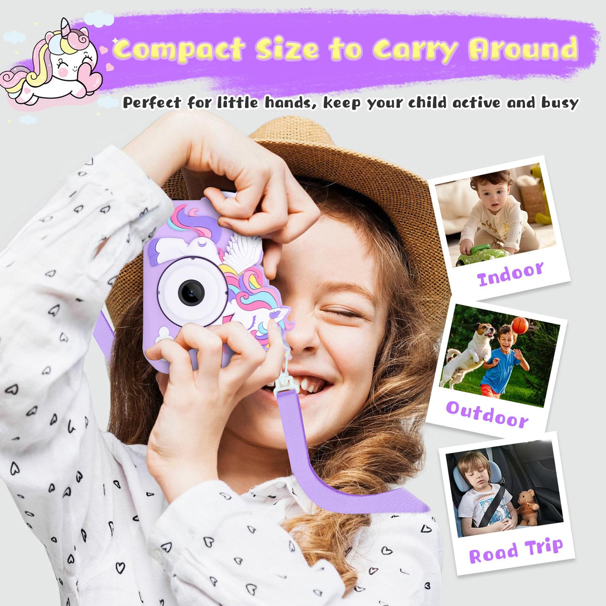 Envyvip Unicorn camera with protective silicone case for durability during play
