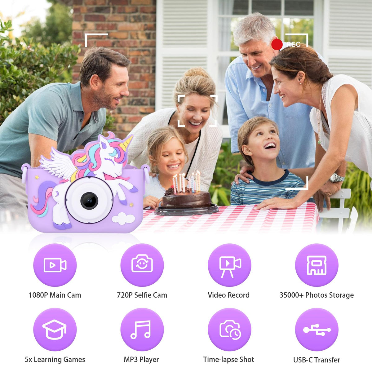 Envyvip Unicorn camera in use during playful moments capturing smiles