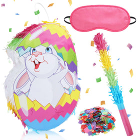 EoBeCy Easter Bunny Pinata with cracked egg design, ideal for lively Easter celebrations.