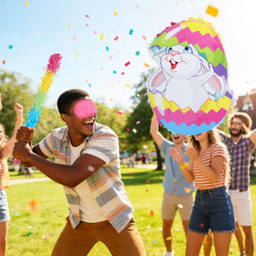 EoBeCy Easter Bunny Pinata dessert table decor, adds color and dimension.