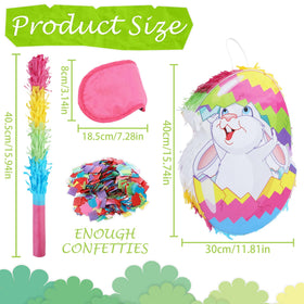 EoBeCy Easter Bunny Pinata full set showing blindfold and confetti for ready-to-play fun.