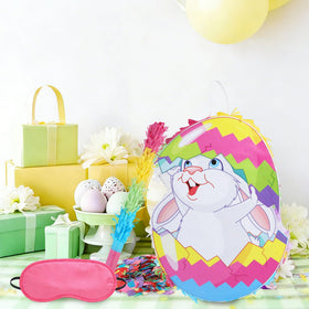 EoBeCy Easter Bunny Pinata indoor-outdoor use, flexible party setup option.