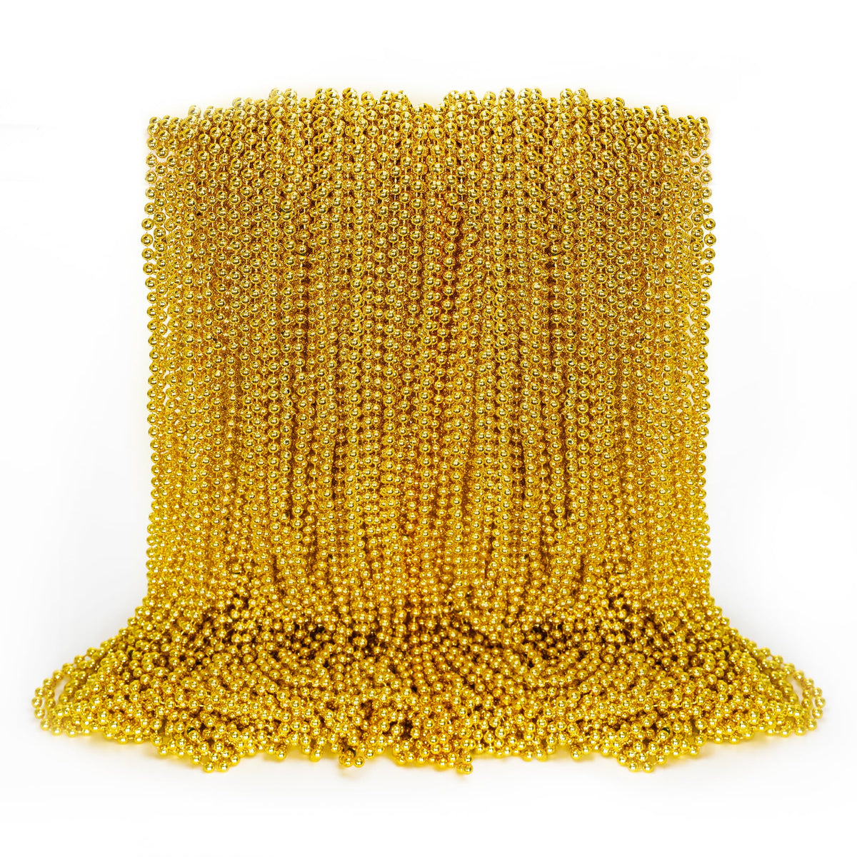 EOBOH 100-piece gold Mardi Gras beads necklace close-up, ideal for parades and celebrations.