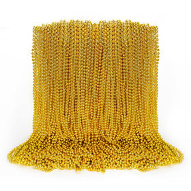 EOBOH 100-piece gold Mardi Gras beads necklace close-up, ideal for parades and celebrations.