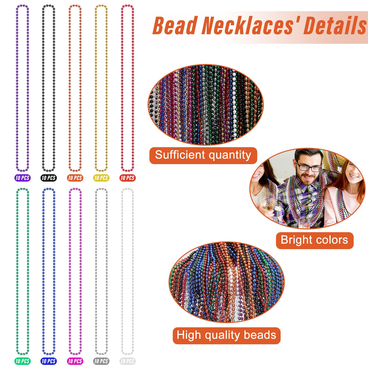 EOBOH colorful bead necklace set for party outfits and decor.