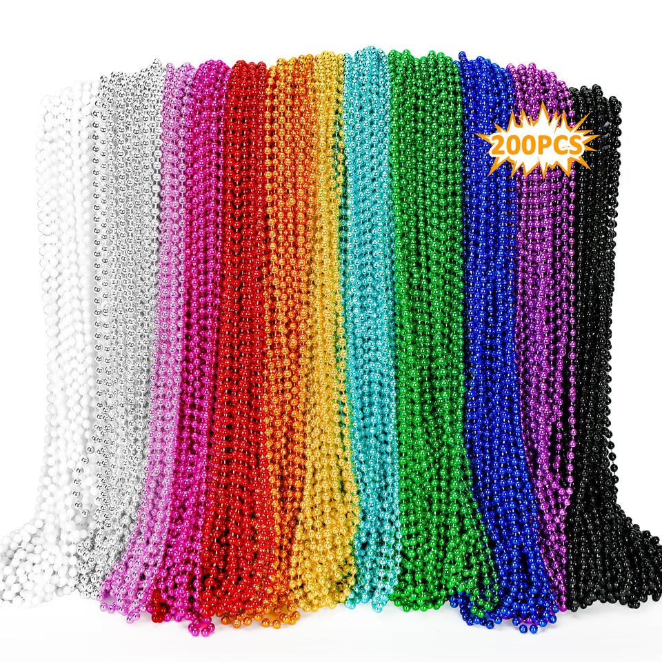 EOBOH Mardi Gras beads bulk necklace in metallic colors for festival throws.