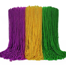 EOBOH Mardi Gras beads triple-pack set for vibrant parade throws.