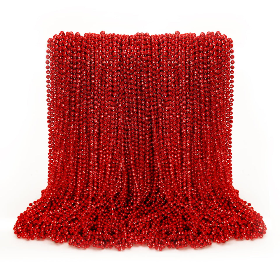 EOBOH Mardi Gras beads 33in red necklace for parades and celebrations