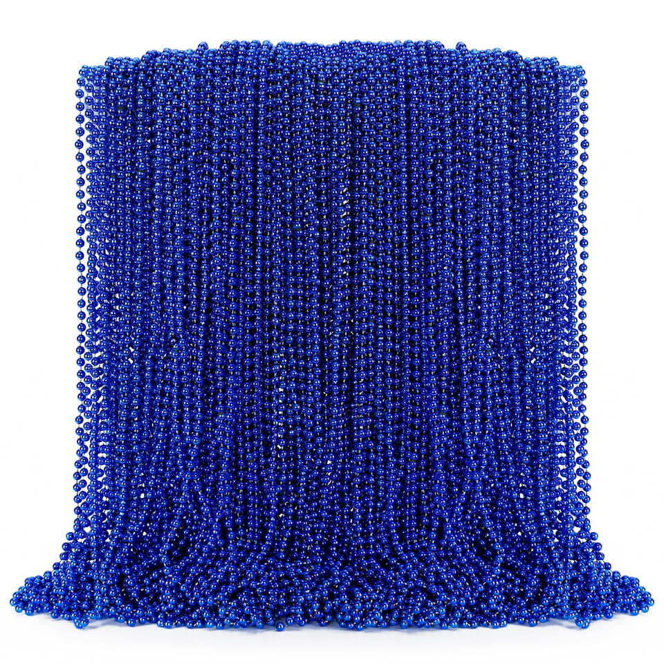 EOBOH Mardi Gras blue bead necklace, 33 inch, parade-ready and durable.
