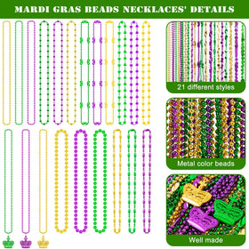 EOBOH Mardi Gras beads size 16.33 inches suitable for all.