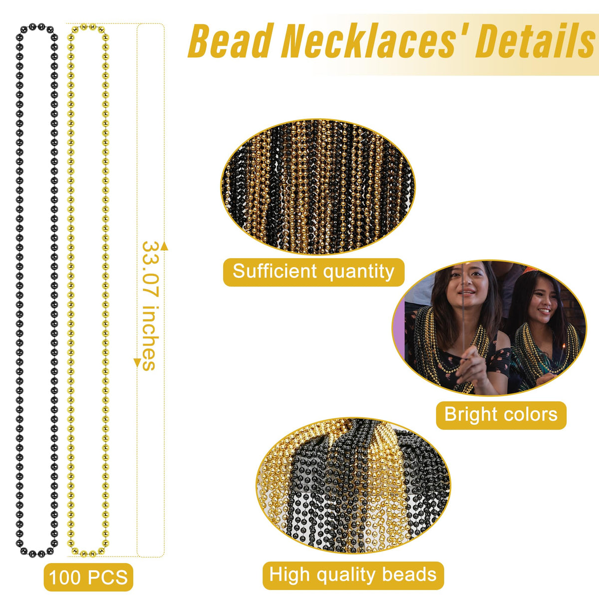 EOBOH 33-inch bead necklace ideal for New Year events and costume accessories.