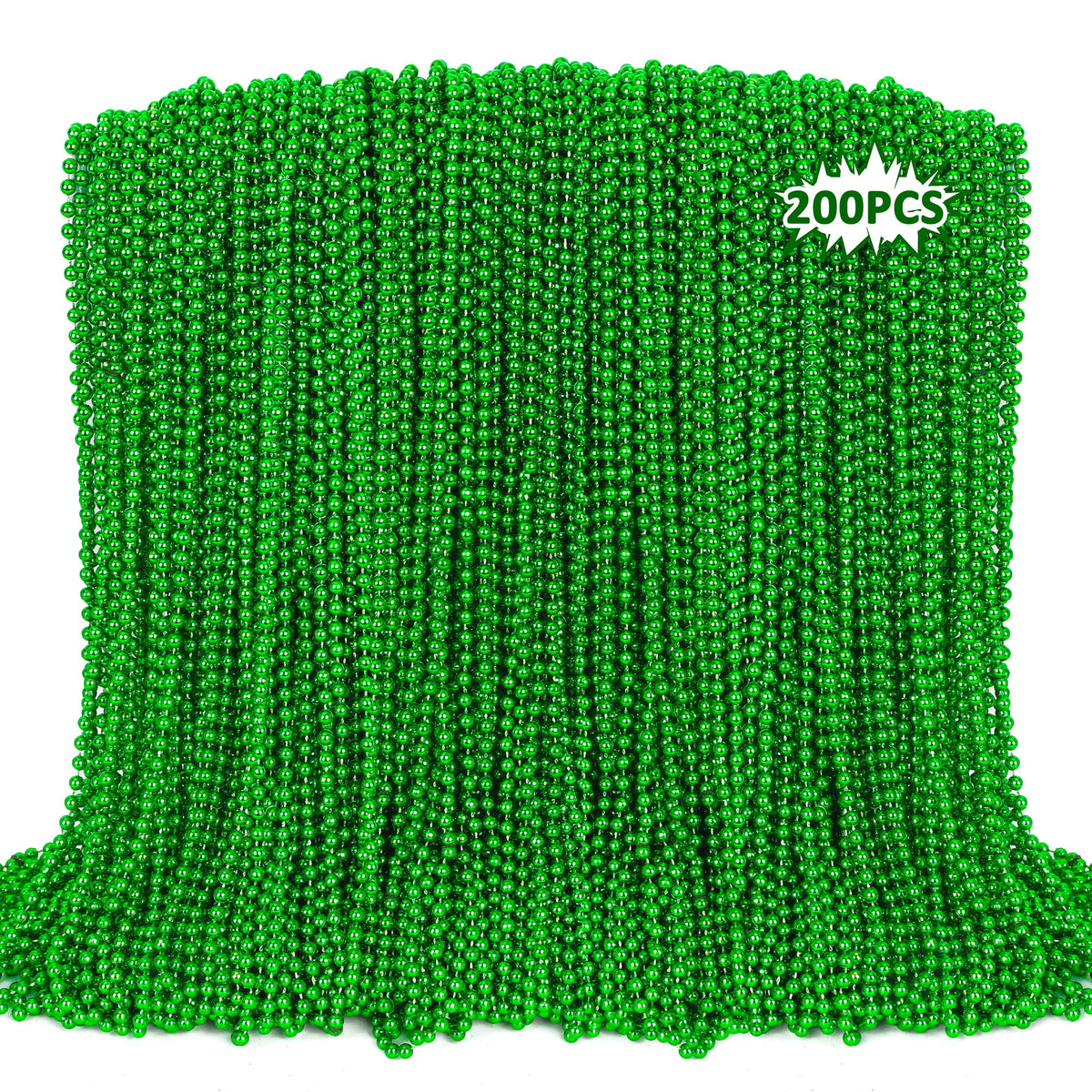 EOBOH St Patrick's Day green bead necklaces, 200-piece set for party favors and parades