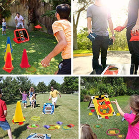 Eocolz 3 in 1 carnival set kids playing ring toss in a sunny yard