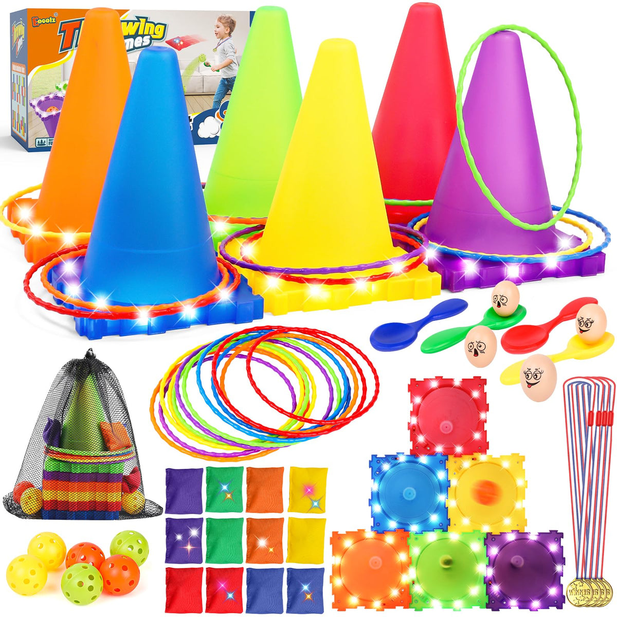 Eocolz carnival LED cones glow for dusk play