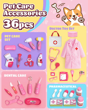eohemeral pet vet kit with cat plush for cooperative play with siblings