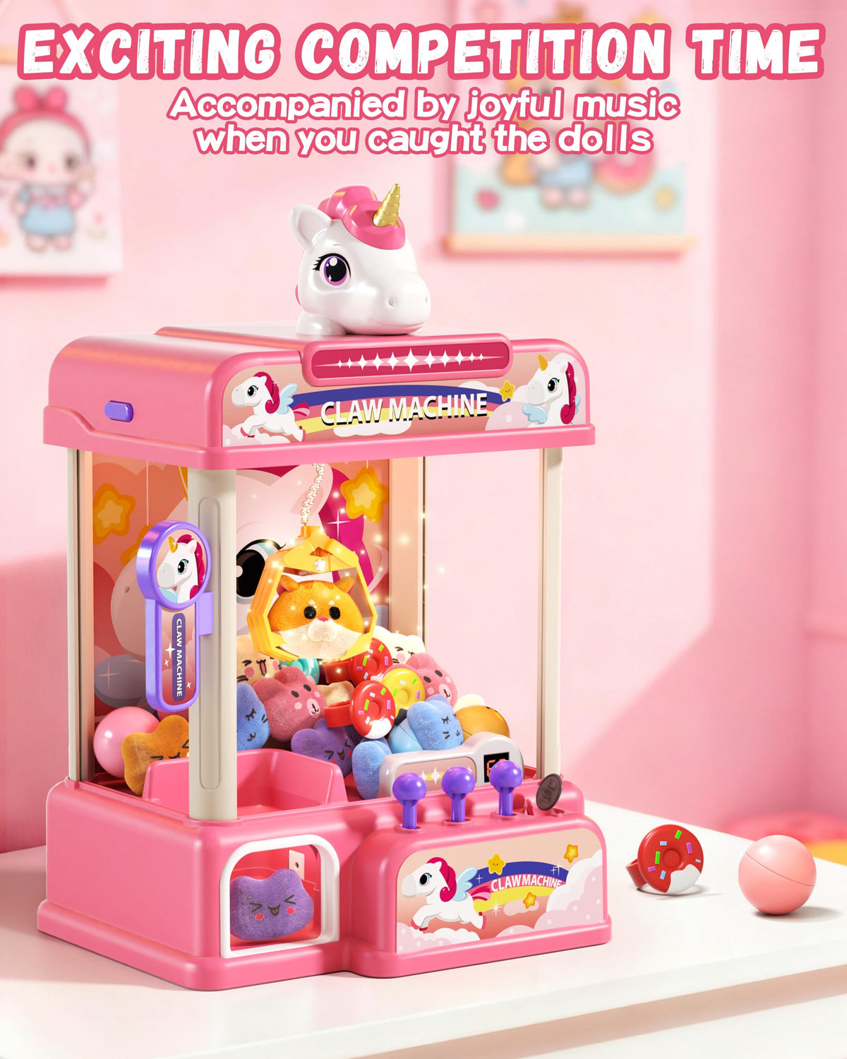 Eohemeral Unicarns prize-dispensing action with arcade music enhances play.