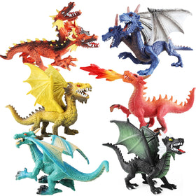EOIVSH dragon toy figures in a 6-pack for imaginative play and display.