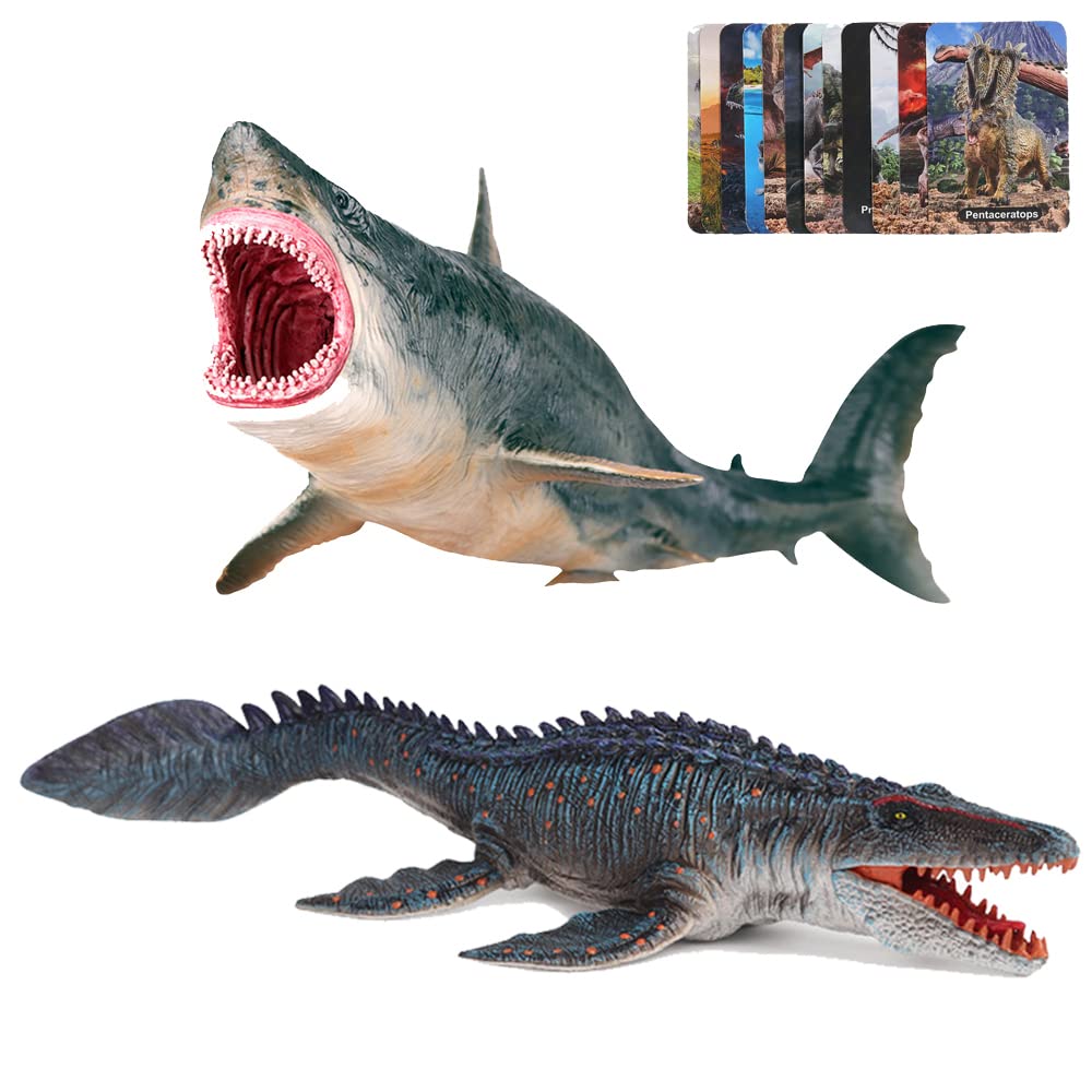 EOIVSH Megalodon and Mosasaurus in colorbox, ideal gift and classroom display.