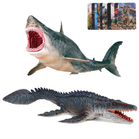 EOIVSH Megalodon and Mosasaurus in colorbox, ideal gift and classroom display.