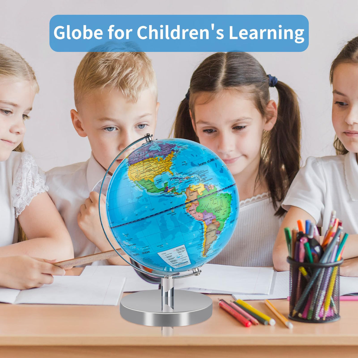 Eolivees globe decor for living room or classroom enhances any desk setup.