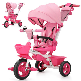 EOOWOY toddler tricycle with push handle for easy parent control.