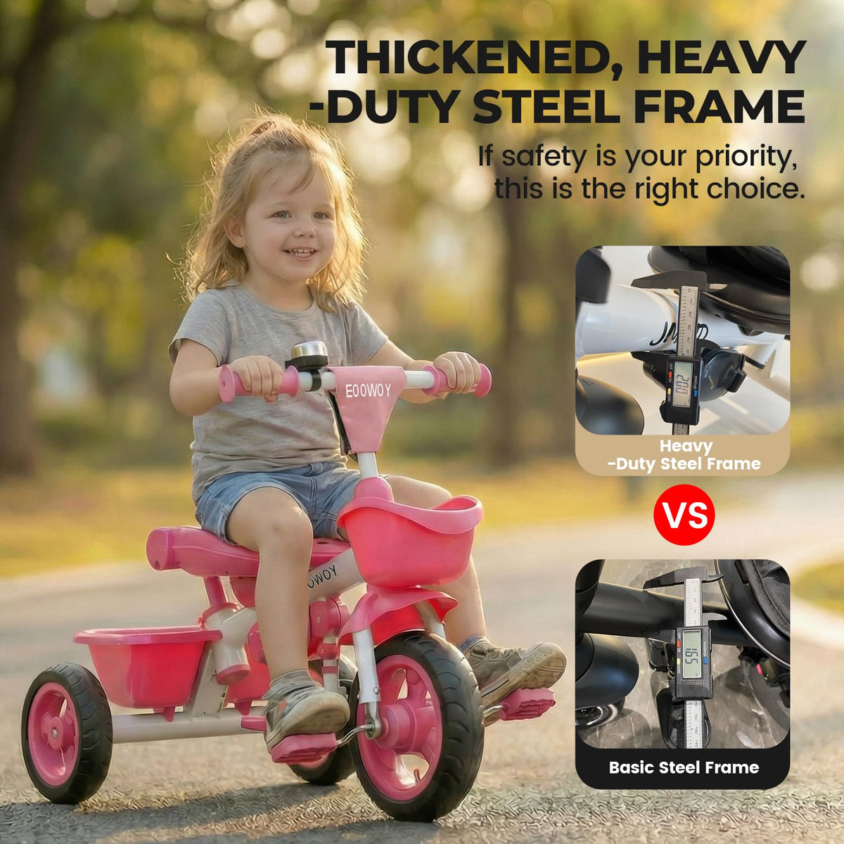 EOOWOY all-terrain wheels handle sidewalks and light trails.