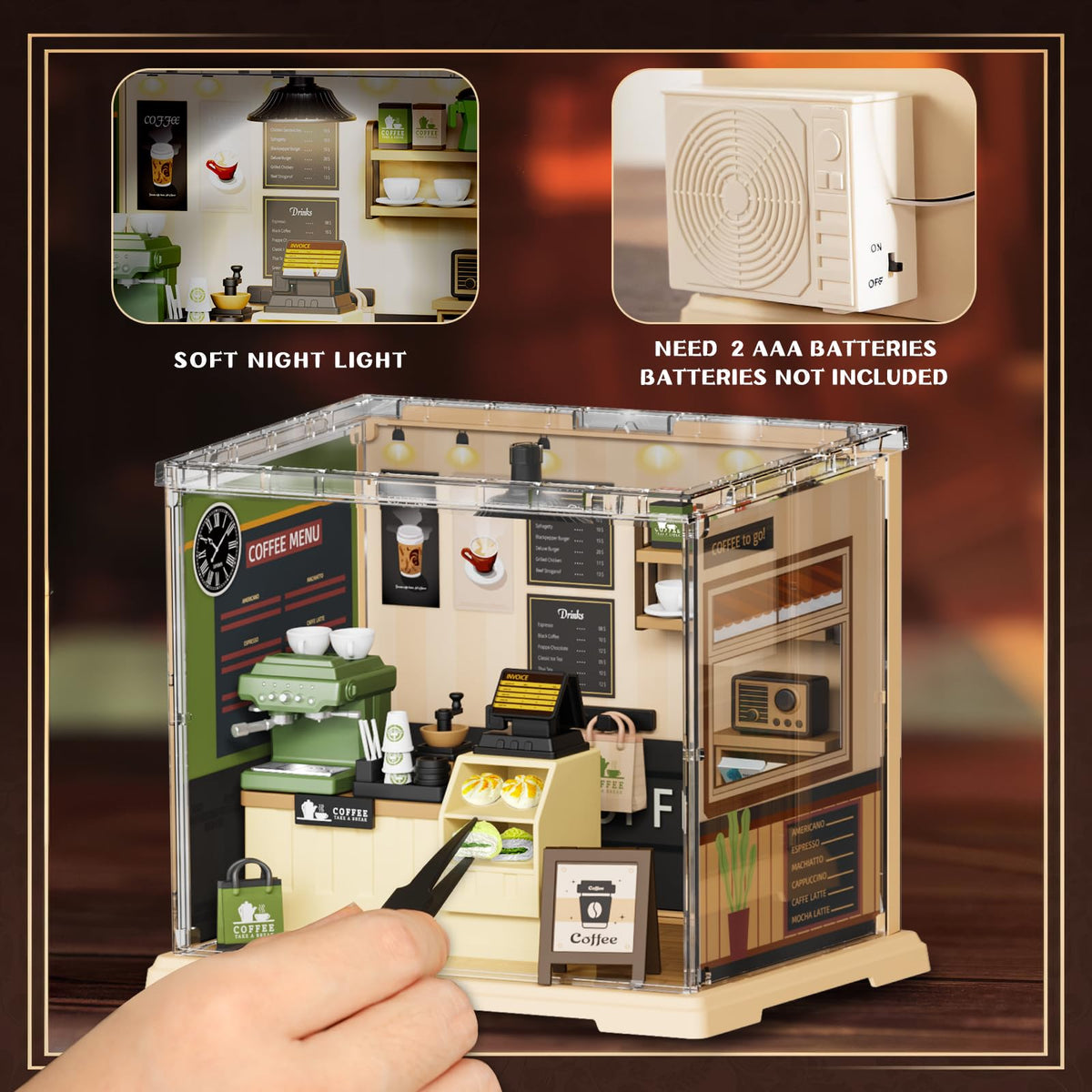 EP EXERCISE N PLAY Battery box and light bulb add ambient glow to the finished scene.