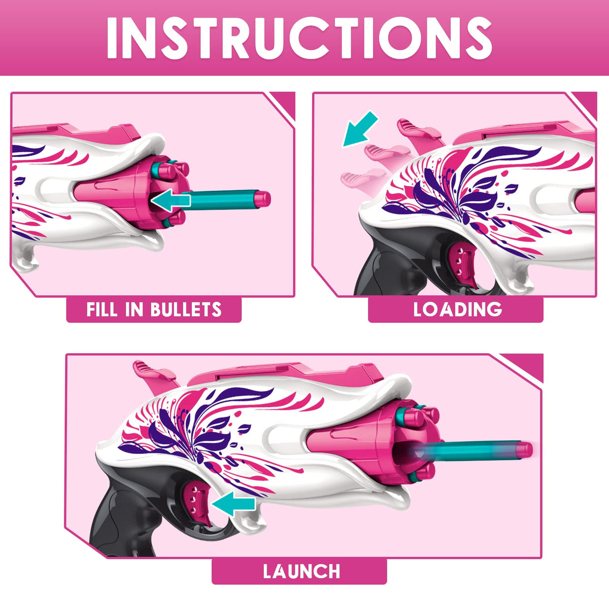 EP EXERCISE N PLAY hammer-action blaster enables one-at-a-time or rapid-fire fun.
