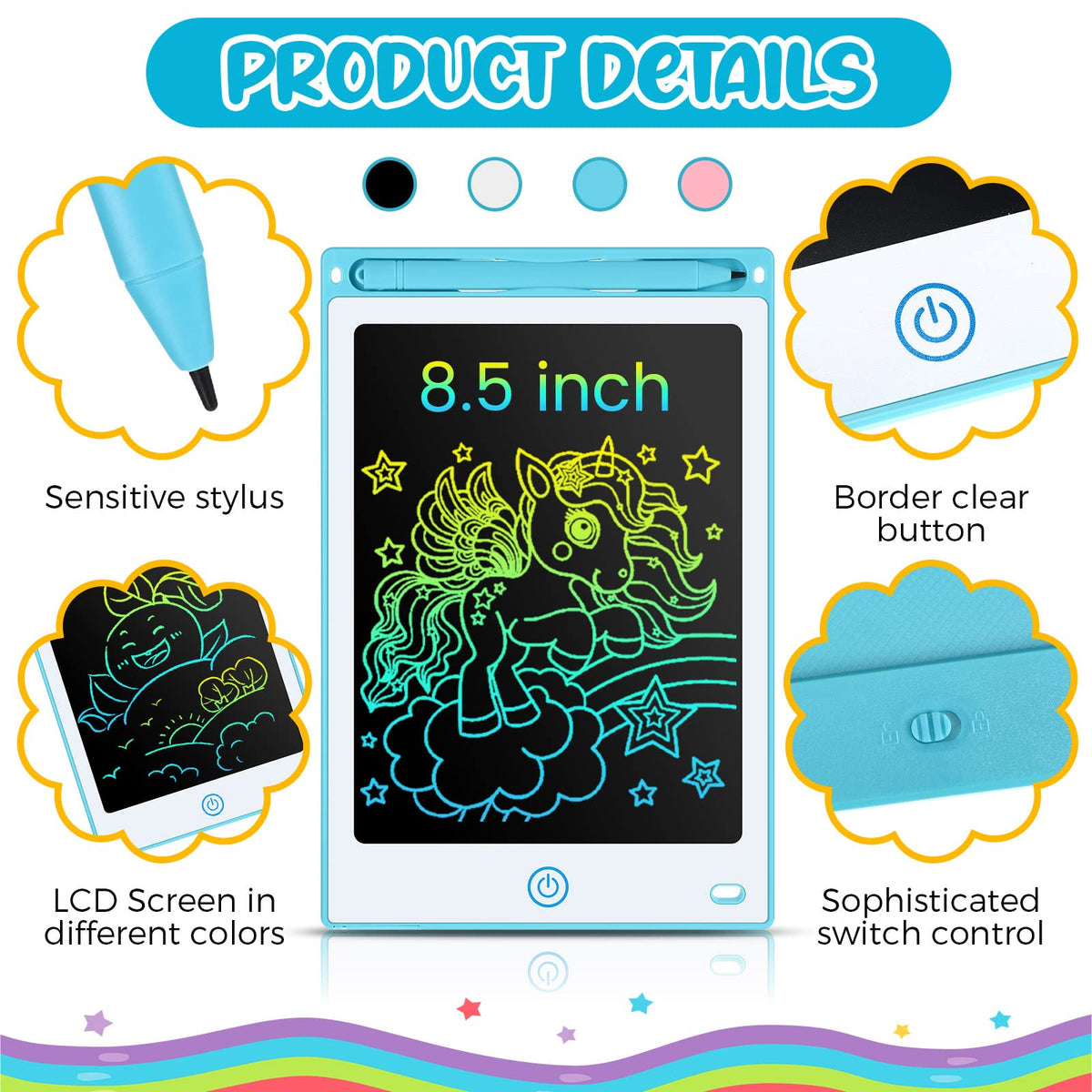 Epakh kids LCD tablet with white border ideal for writing and drawing