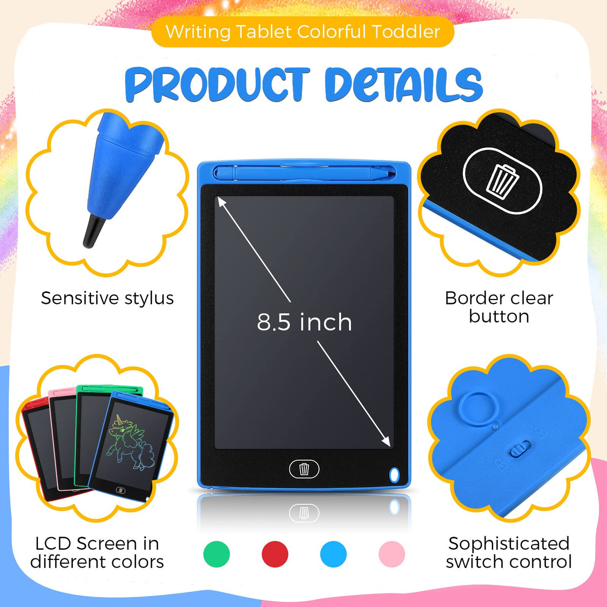 Epakh LCD writing tablet green, lightweight doodle pad perfect for travel and school.