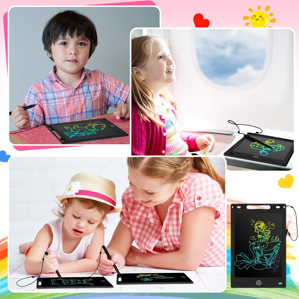 Epakh erase button on LCD writing tablet, instant screen clearing