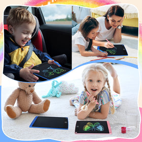 Epakh 16pcs LCD writing tablet red, colorful set ready for classroom activities.