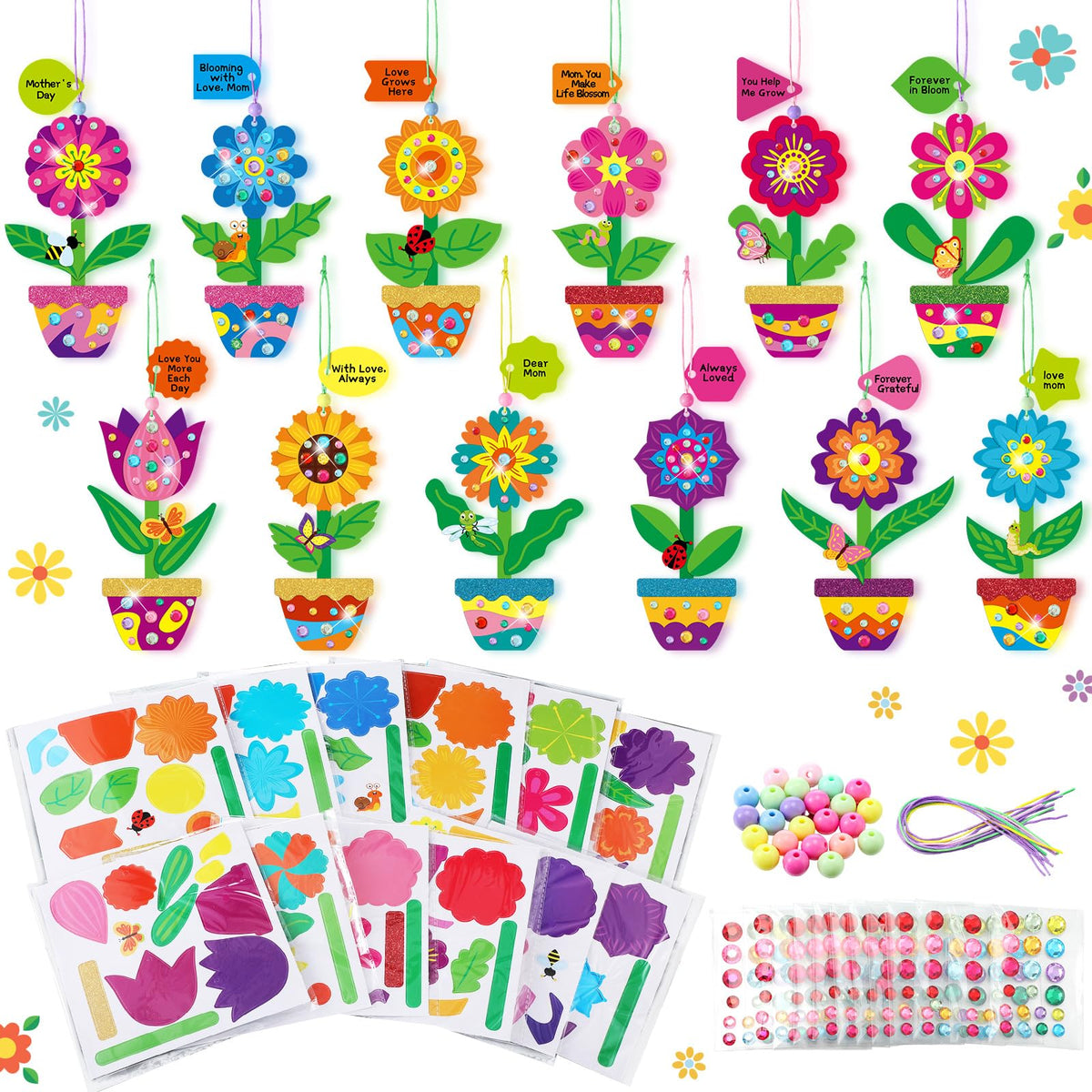 Epakh 36-set potted flower craft kit with vivid colors for DIY arts and gifts
