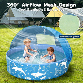 EPN foldable no-inflation kiddie pool ready in minutes for beach or backyard.