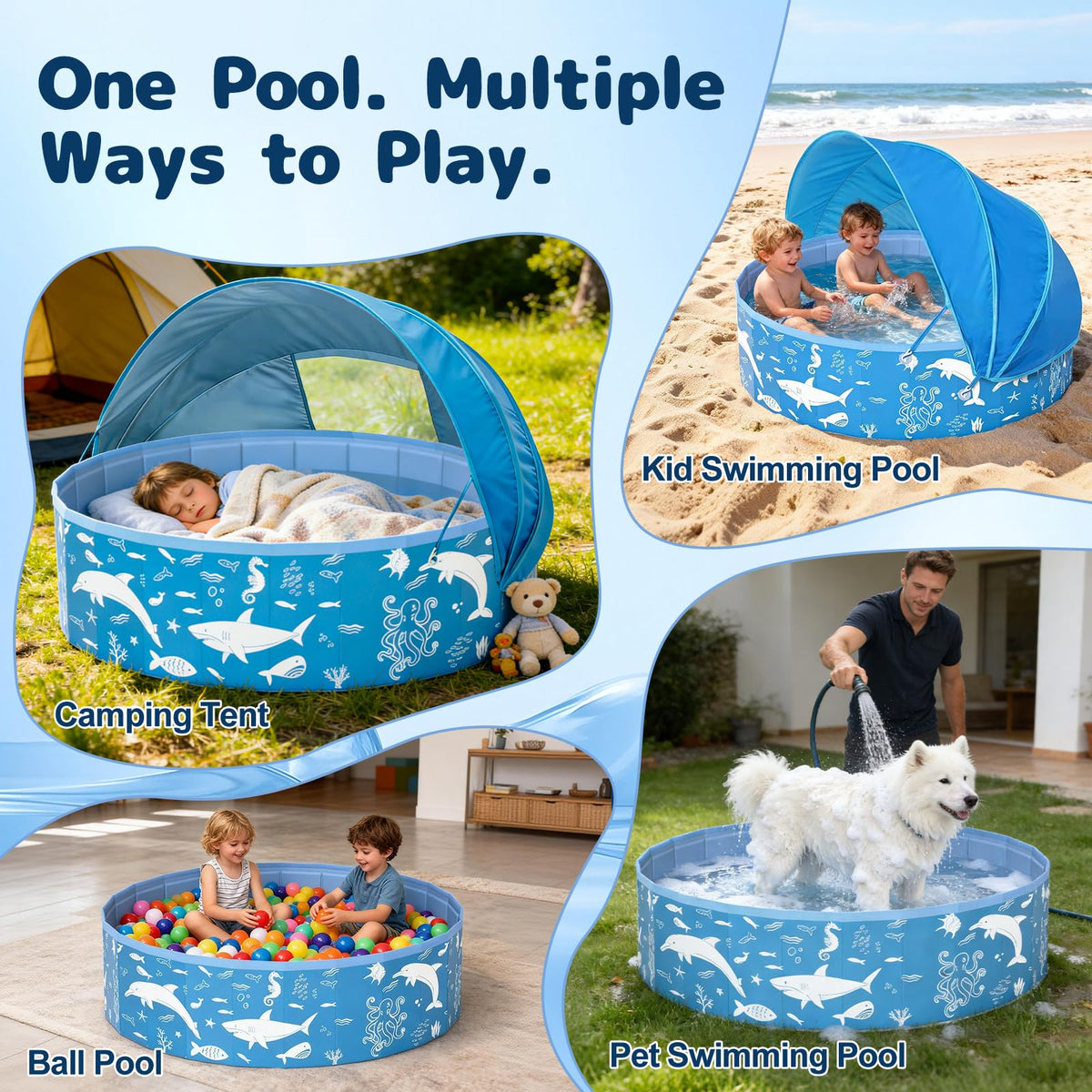 EPN portable pool made from BPA-free thickened PVC, easy to fold and store.
