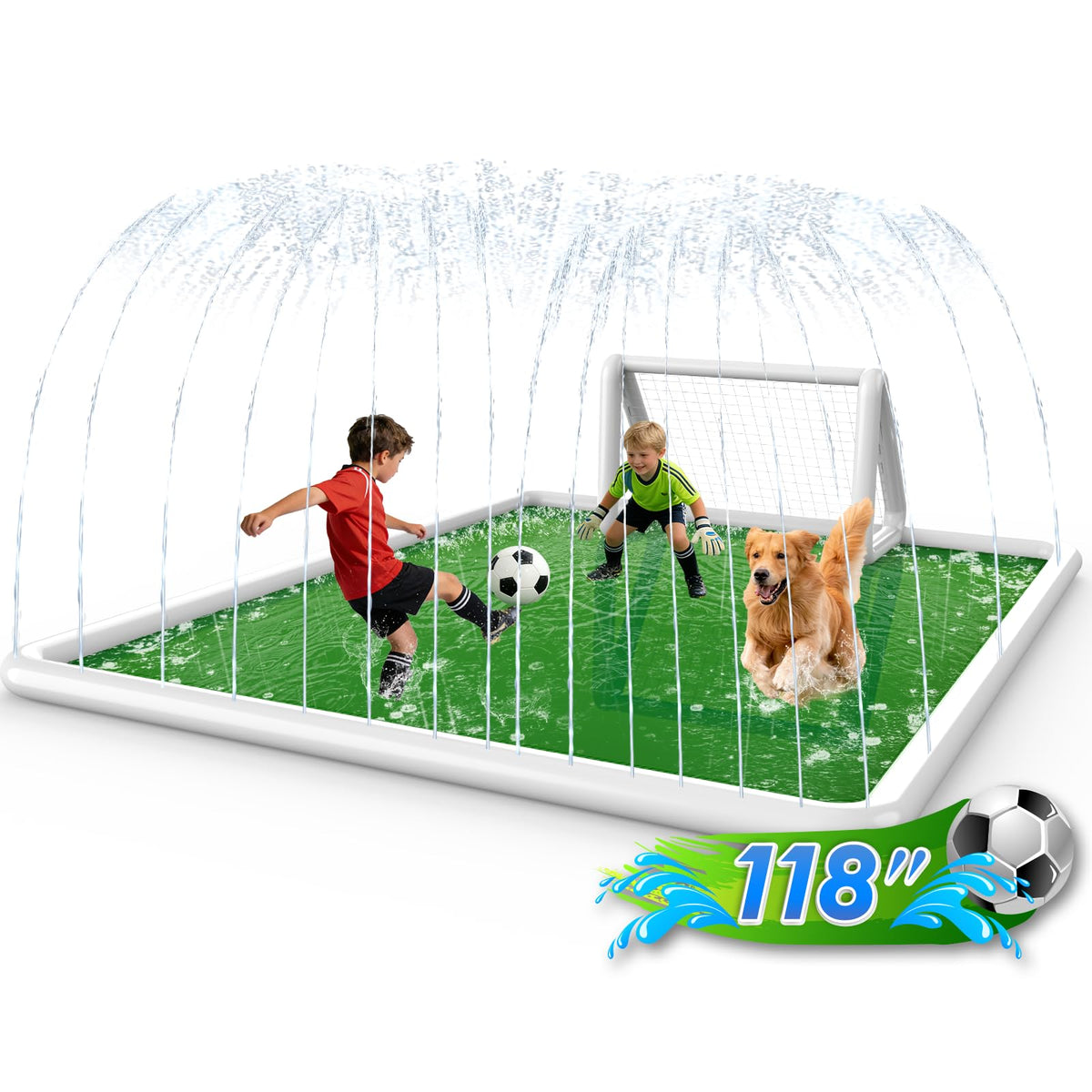 EPN Splash Pad 118x138 mega play area delivers cooling spray for kids and pets.