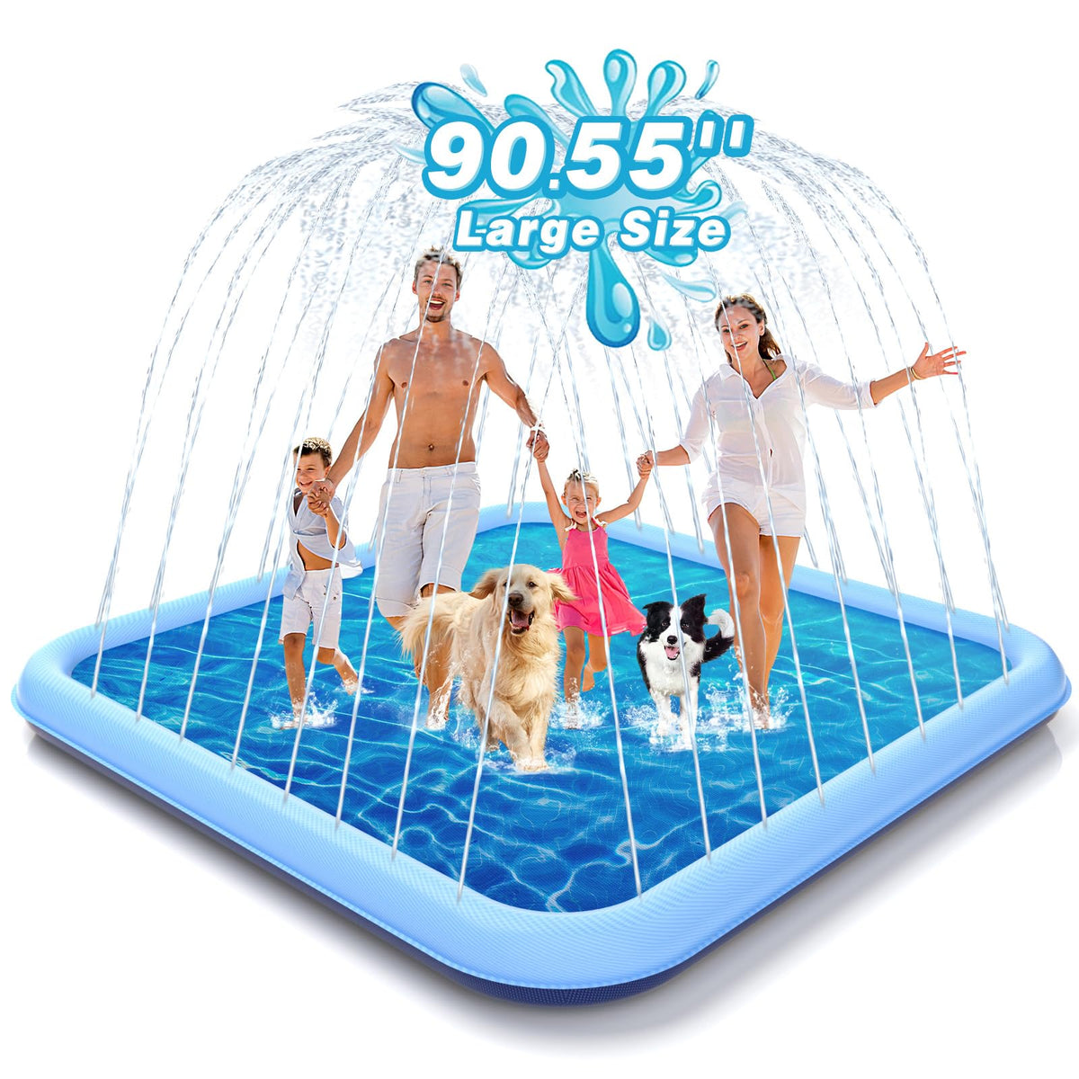 EPN Splash Pad in backyard full view for spacious kid and pet play