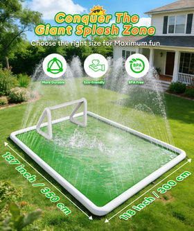 EPN Splash Pad built-in inflatable soccer goal adds active play for families.