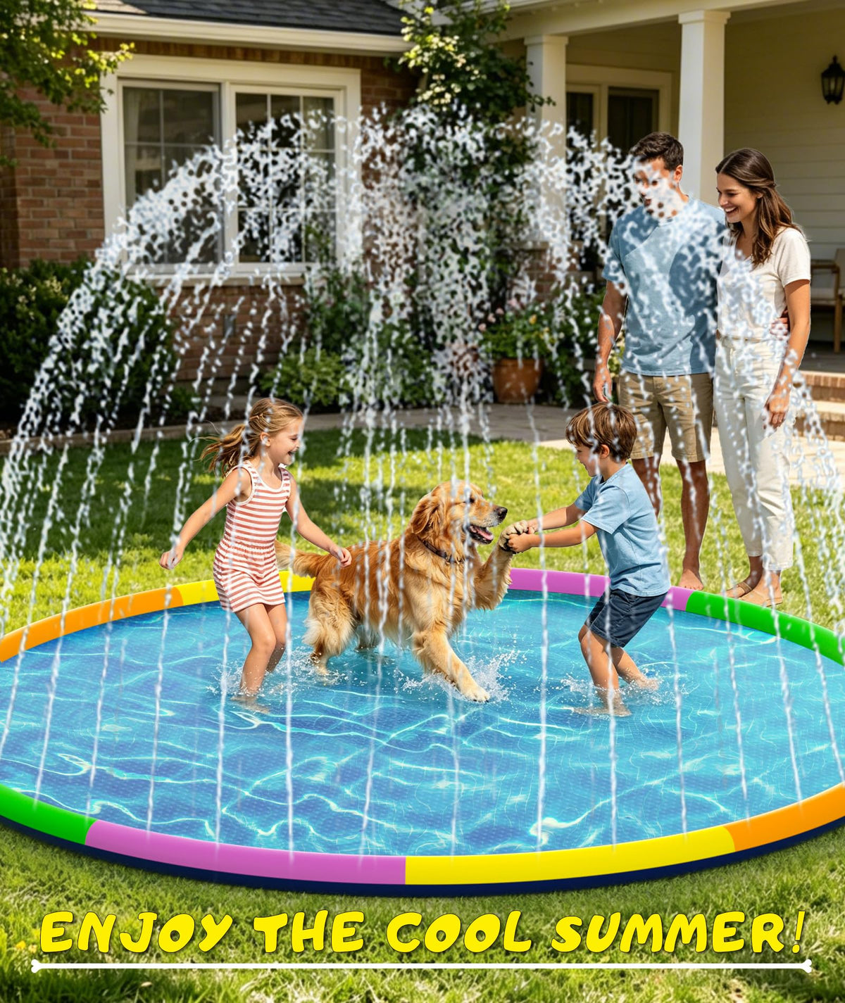EPN Splash Pad easy setup with simple connector and adjustable water height