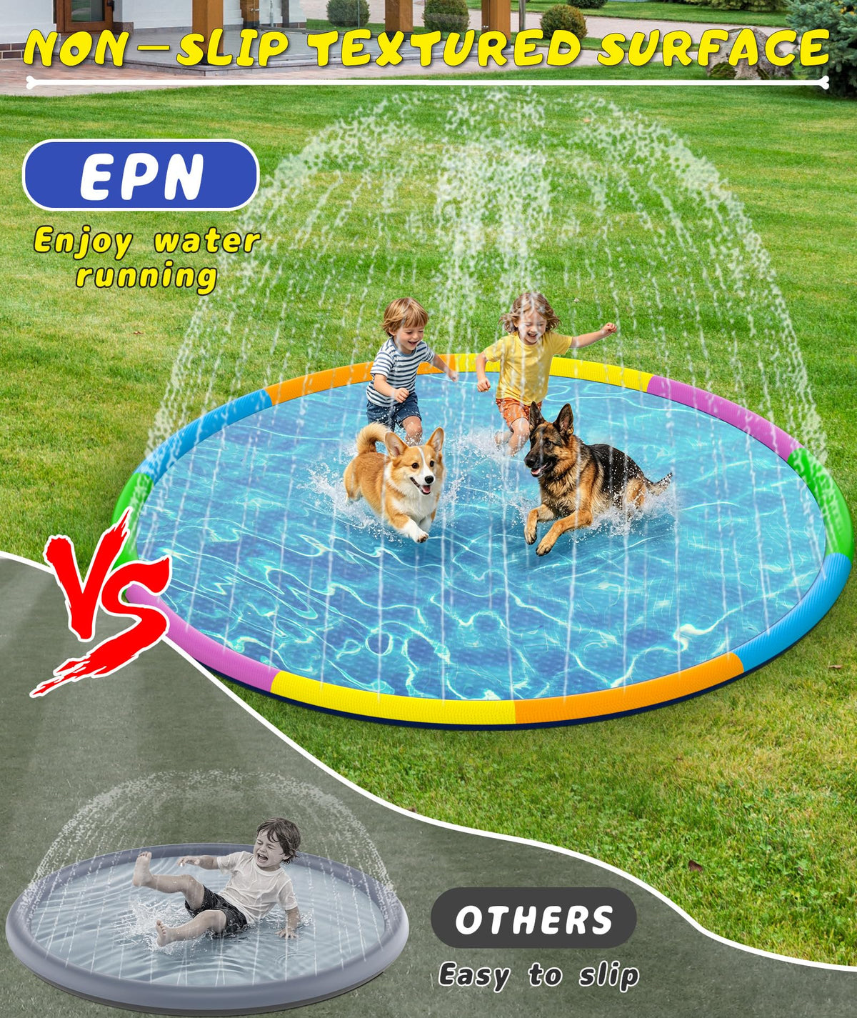 EPN Splash Pad non-slip surface reducing slips during water play