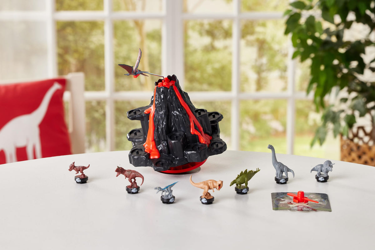 Epoch Games Jurassic World Shaky Volcano: Pteranodon soaring above volcano scene.